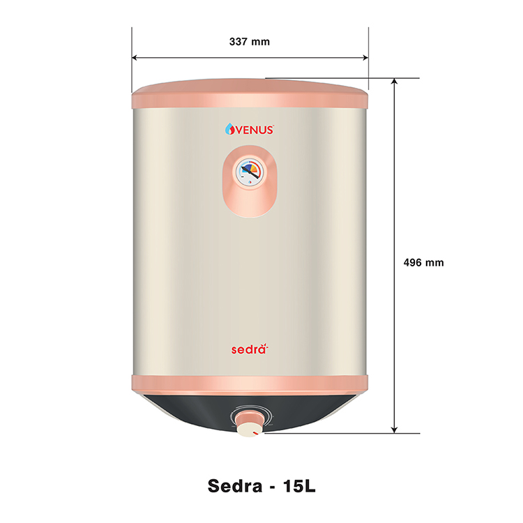 Venus-Sedra-15Litre-Storage-WaterHeater-5Star-Super-Heavy-Gauge-Copper-Heating-Element - 15-Litre