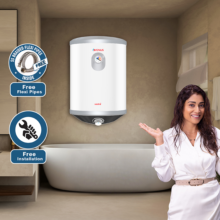 Venus-Sedra-15Litre-Storage-WaterHeater-5Star-Super-Heavy-Gauge-Copper-Heating-Element - 15-Litre