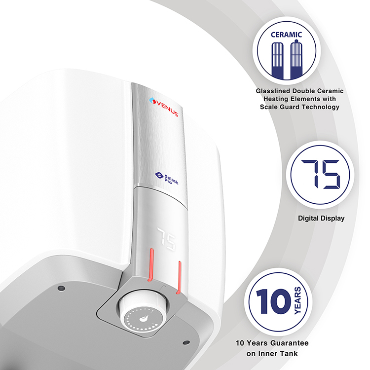 Splash Pro Smart-Storage Water Heater (Geyser) - 10-graphite-silver-white
